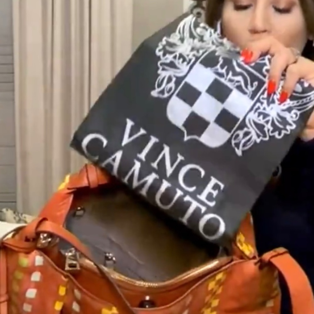 New Vince Camuto Tote Shoulder Bag Two Strap Tania Leather Moroccan Clay Colors - Picture 9 of 11